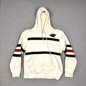 Minnesota Wild Hoodie Mens Medium White Mitchell Ness NHL Hockey Pullover